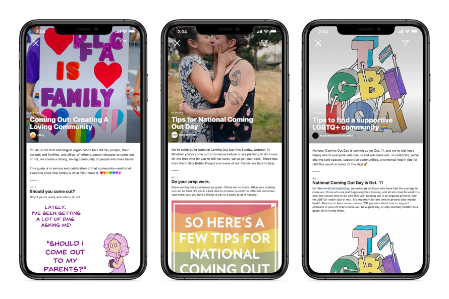 Captures d’écran de Guides sur Instagram